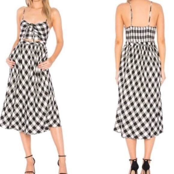 BARDOT IBIZA CUTOUT GINGHAM MIDI DRESS SZ 8/med - Picture 1 of 7